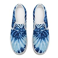 Blue Tie Dye1 Women's Slip on Canvas Loafers Non Slip Shoes for Women Low Top Sneakers (Slip-On)