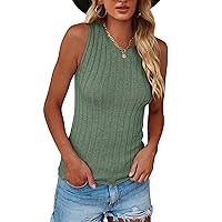 Zbyclub Women's Sleeveless Sweater Vest High Neck Ribbed Knit Tank Tops Casual Summer Shirts