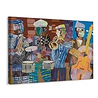 Romare Bearden Poster Collage Painter Abstract Painting Art Poster Canvas Poster Wall Art Decor Print Picture Paintings for Living Room Bedroom Decoration Frame-style 16x12inch40x30cm)