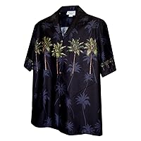 Pacific Legend Mens Coconut Tree Chest Band Shirt in Black - M