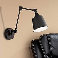 360 Lighting Mendes Modern Industrial Swing Arm Adjustable Wall Mounted Lamp Black Metal Hardwired Down Light Fixture for Bedroom Bedside House Reading Living Room Home Hallway Dining