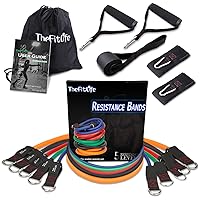 TheFitLife Exercise Resistance Bands with Handles - 5 Fitness Workout Bands Stackable up to 110/150/200/250/300 lbs, Training Tubes with Large Handles, Ankle Straps, Door Anchor, Carry Bag