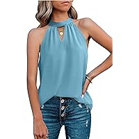 Halter Tank Tops for Women Summer Tops Keyhole Sleeveless Shirts Loose Fit