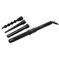 Amazon Basics PTC Ceramic Curling Wand Set with Interchangeable Attachments, One Size, Black
