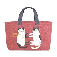 Kuguru Japan 225630-02 Tote Bag, Punch Knit Horizontal Tote Bag, Red