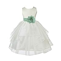 ekidsbridal Ivory Shimmering Organza Flower Girl Dresses Pageant Dress 4613S