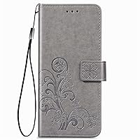 Wallet Case for Samsung Z Fold 3, Slim Lightweight Magnetic Closure Cover PU Leather Back Cover Hard PC Holder with Hand Strap Protective Case for Samsung Galaxy Z Fold 3,Gray