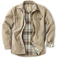 CQR Men's Flannel Lined Shirt Jackets, Long Sleeved Rugged Plaid Cotton Brushed Suede Shirt Jacket