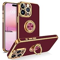 BENTOBEN for iPhone 15 Pro Case, Phone Case iPhone 15 Pro, Slim Fit 360° Ring Holder Shockproof Kickstand Magnetic Car Mount Supported Non-Slip Protective Women Girls Men Boys Cover, Wine Red