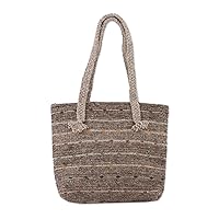 NOVICA Handmade Wool Shoulder Bag Striped in Brown from Mexico Handbags Beige Tote Patterned Striped Woven 'Rain of Colors'