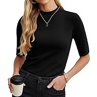 PrinStory Womens Tops Summer Short Sleeve Shirts Business Dressy Casual Pullover Tops for Women 2024 Trendy