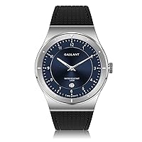 G GALLANT Men's Watch Swiss Quartz Watch Stainless Steel Wrist Watch for Men with Calendar 5ATM Waterproof Silicone Strap Mens Watch 40mm Silver Elegant Classic