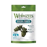 by Wellness Alligator Natural Dental Chews for Dogs, Long Lasting Treats, Grain-Free, Freshens Breath, Small Breed, 24 count