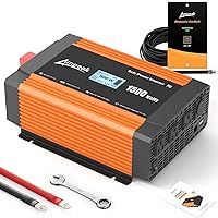 Ampeak 1500W Power Inverter & AC Power Inverter Remote On/Off Switch with 20 Ft,6.2A Dual USB Ports 3AC Outlets Inverter DC 12V to AC 110V Cigarette Lighter Port 17 Protections for Vehicles