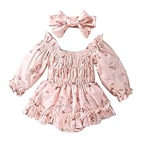 Spring And Autumn New Long Sleeved Apricot Cute Flower Print Ruffled Edge Girls' Fashion Summer Clothes for Big