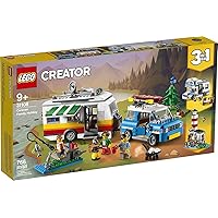 LEGO Creator 3in1 Caravan Family Holiday 31108 Vacation Toy Building Kit for Kids Who Love Creative Play and Camping Adventure Playsets with Cute Animal Figures (766 Pieces)