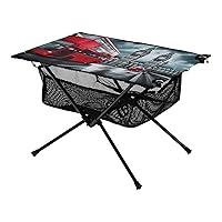 London Red Double Decker Folding Camping Table Portable Beach Table with Carry Bag Small Camp Tables for Picnic Camping Outdoor Travel Hiking
