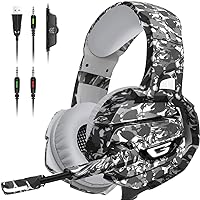 Gaming Headset with Microphone, Gaming Headphones Stereo 7.1 Surround Sound PS4 Headset 50mm Drivers, 3.5mm Audio Jack Over Ear Headphones Wired for PC Switch Playstation Xbox PS5 Laptop