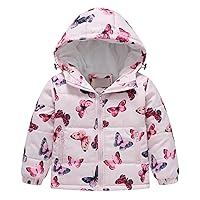 Toddler Boys Girls Winter Hooded Cartoon Printed Top Long Sleeve Zipper Padded Thick Jacket With 2t Winter Jacket