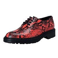 Saint Laurent Men's Red Snake Skin Print Leather Oxfords Shoes US 7 IT 40;