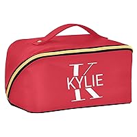Red Personalized Makeup Bag Custom Cosmetic Bags for Women Travel Makeup Bags for Women Cosmetic Bag Organizer Makeup Pouch Toiletry Bag for Toiletries Travel Daily Use