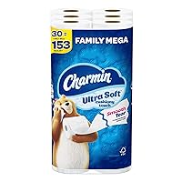 Charmin Ultra Soft Cushiony Touch Toilet Paper, 30 Family Mega Rolls = 153 Regular Rolls (Packaging May Vary)