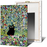 Cat With Apple Tree Funny Black Cat Wall Art Cat Famous Painting Poster Print Van Gogh Vintage Gallery Wall Decor Picture Cute Aesthetic Room Canvas 8x12in Framed