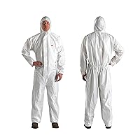 Protective Disposable Coveralls, Bulk Pack of 25 White Coveralls, Hooded with Elastic Cuff, Two-way Zipper, Antistatic Protection, XXL, 4510-BLK-XXL