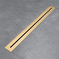 Brushed Gold Linear Floor Drain, Tile Insert Long Strip 304 Stainless Steel Balcony Bathroom Shower Water Anti Odor Drains,300x68mm (Color : Gold, Size : 600x55mm)