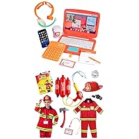 Born Toys Pretend Play Office Set and Firefighter Costume Dress up & Pretend Play for Kids Ages 3-7