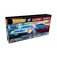 Scalextric Back to The Future's Delorean vs Knight Rider's KITT 1:32 Slot Car Race Track Set C1431T, Silver & Black