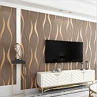Modern Minimalist 3D Curve Water Ripple Three-Dimensional Flocking Non-Woven Wallpaper Bedroom Living Room TV Background Wall Shop Decoration20.87 Wx393.7 L Non-Pasted (Dark Brown)