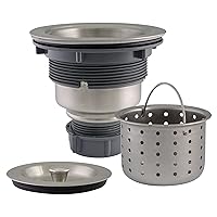 Design House 542936 Kitchen Sink Anti-Clogging S304 Drain Strainer with Deep, Removable Food Waste Catching Basket, 4-inch, Satin Stainless Steel