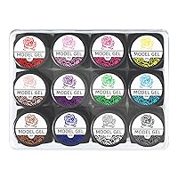 12 Colors/Set Drawing Gel 3D Nail Carved Gel Manicure Nails Flowers Designs Drawing