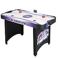 Hathaway Hat Trick 4-Ft Air Hockey Table for Kids and Adults with Electronic and Manual Scoring, Leg Levelers, Black/Blue