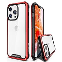 CaseBorne R Compatible with iPhone 13 Pro Max Case - Shockproof Protective Clear, Military Grade 12ft Drop Tested, Durable Aluminum Frame, Anti-Yellowing Technology - Red