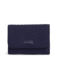 Vera Bradley Women's Microfiber Riley Compact Wallet With RFID Protection, True Navy, One Size