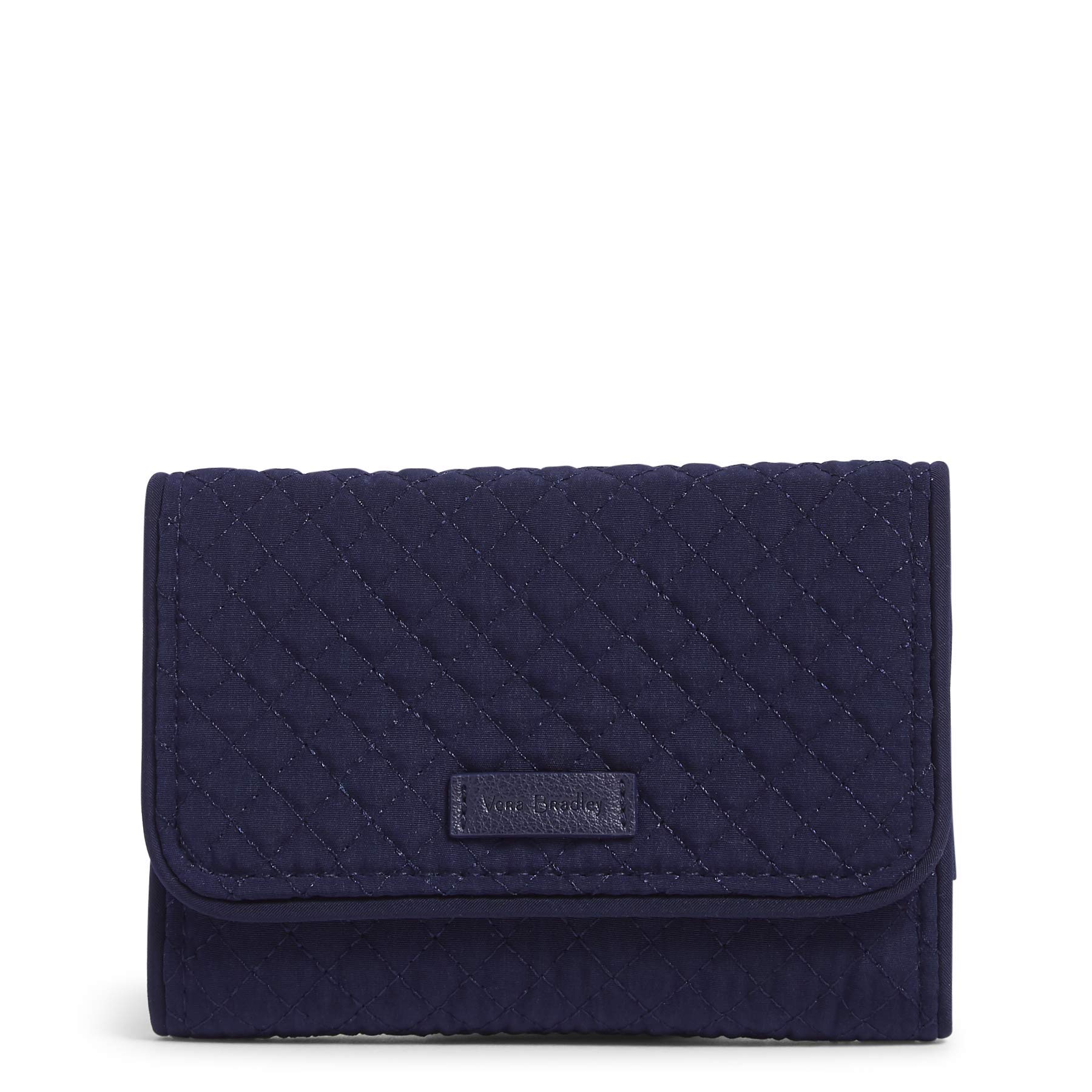 Vera Bradley Women's Protection Microfiber RFID Riley Compact Wallet, Classic Navy, One Size