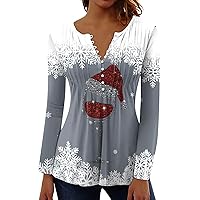 Christmas T Shirts for Women, Women's Casual Notch V Neck Shirt Blouse Xmas Wine Cup Printed Pullover Tunic Tops