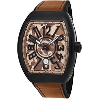 Vanguard Mens Automatic Date Beige Camouflage Face Beige/Black Rubber Strap Watch V 45 SC DT Camouflage TTNRMC.SB