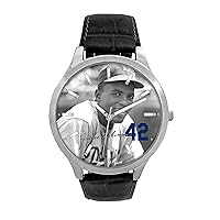 Game Time Jackie Robinson Photograph Watch – Pioneer Series Black Leather Band