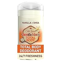 Whole Body Deodorant for Men, Total Body Deodorant, Vanilla + Shea, Aluminum Free Deodorant Stick for 24/7 Freshness // Dermatologist Tested Whole Body Deodorant, 3.0 oz