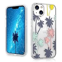 MYBAT PRO Mood Series Slim Cute Clear Crystal Case for iPhone 13 Case, 6.1 inch, Stylish Shockproof Non-Yellowing Protective Cover, Pastel Palms
