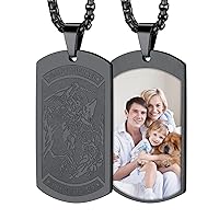 FaithHeart Saint Florian Necklace, Stainless Steel/Gold Plated St Florian Pendant Fire Fighter Shield Medal, Dog Tag Patron Saint for Fire Fighters