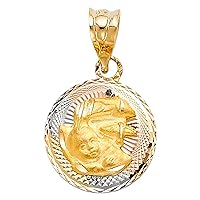 14k Yellow White Rose Gold Round Holy Baptism Coin Pendant Religious Charm Tri Color 15 x 12 mm