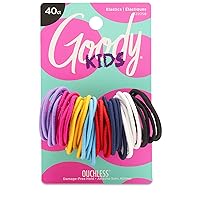 Goody Kids Ouchless Elastic Hair Tie - 40 Count, Assorted Colors - 2MM for Fine to Medium Hair - Pain-FreeHair Accessories for Men, Women, Boys, and Girls - for Long Lasting Braids, Ponytails