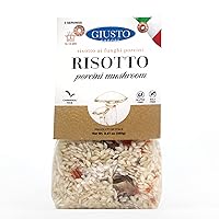 Giusto Sapore Italian Risotto - Porcini Mushroom - All Natural, Gluten Free, No Added Salt - Premium Gourmet 3-4 Serving Size, 8.81 oz - Imported from Italy and Family Owned