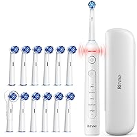 Bitvae R2 Rotating Electric Toothbrush with 13 Brush Heads, Pressure Sensor, Travel Case, White & R2 Ultimate Clean Replacement Toothbrush Heads Bundle