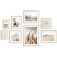 8 Pack Gallery Wall Frame Set Neutral Wall Art Decor,Picture Frames Collage Wall Decor with Desert Pictures,Multiple Sizes One 11x14,One 10x10,One 8x8,One 8x10,Two 12x9.5,Two 5x7