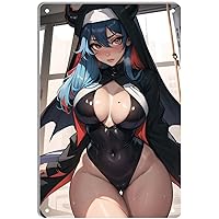 NANDEZ Metal Tin Sign Sexy Anime Girl Poster For Bedroom Man Cave Living Room Kitchen Coffee Bar Bathroom Bar Office Club Art Wall Decoration Vintage Plaque Gift 8x12 Inch